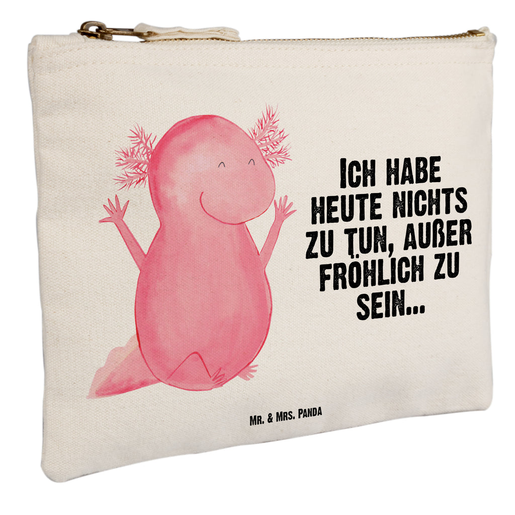 Schminktasche Axolotl Hurra Schminktasche, Kosmetiktasche, Kosmetikbeutel, Stiftemäppchen, Etui, Federmappe, Makeup, XXL, Schminketui, Kosmetiketui, Schlamperetui, Axolotl, Molch, Axolot, Schwanzlurch, Lurch, Lurche, fröhlich, Spaß, Freude, Motivation, Zufriedenheit