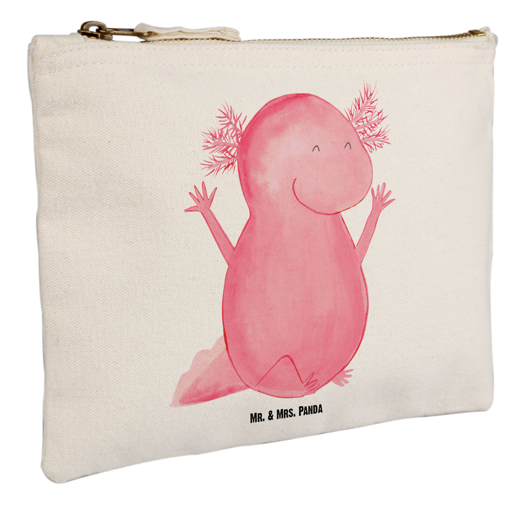 Schminktasche Axolotl Hurra Schminktasche, Kosmetiktasche, Kosmetikbeutel, Stiftemäppchen, Etui, Federmappe, Makeup, XXL, Schminketui, Kosmetiketui, Schlamperetui, Axolotl, Molch, Axolot, Schwanzlurch, Lurch, Lurche, fröhlich, Spaß, Freude, Motivation, Zufriedenheit