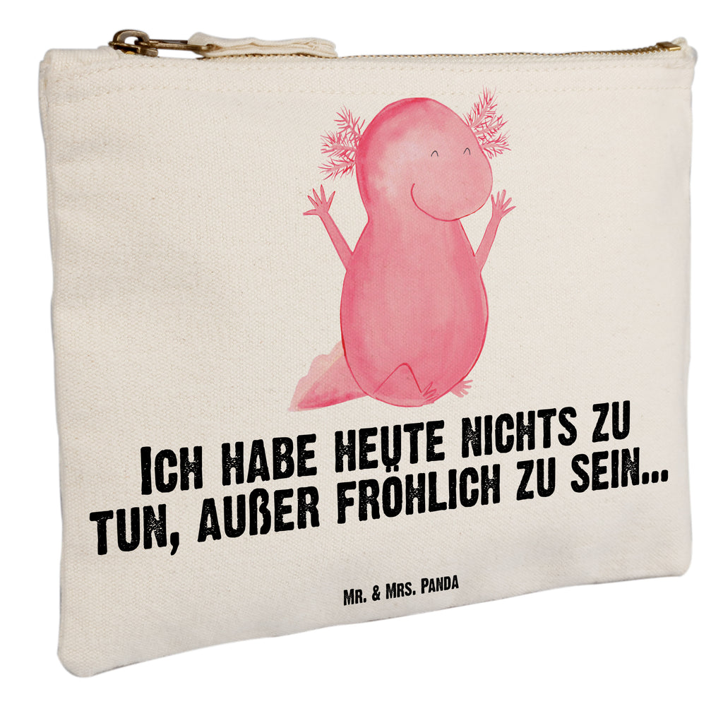 Schminktasche Axolotl Hurra Schminktasche, Kosmetiktasche, Kosmetikbeutel, Stiftemäppchen, Etui, Federmappe, Makeup, XXL, Schminketui, Kosmetiketui, Schlamperetui, Axolotl, Molch, Axolot, Schwanzlurch, Lurch, Lurche, fröhlich, Spaß, Freude, Motivation, Zufriedenheit