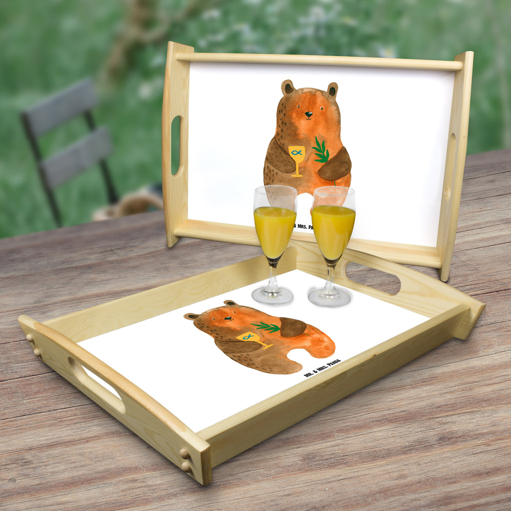 Serviertablett Konfirmation-Bär Tablett, Holztablett, Küchentablett, Dekotablett, Frühstückstablett, Bär, Teddy, Teddybär, Konfirmation, Kirche, evangelisch, Gottesdienst