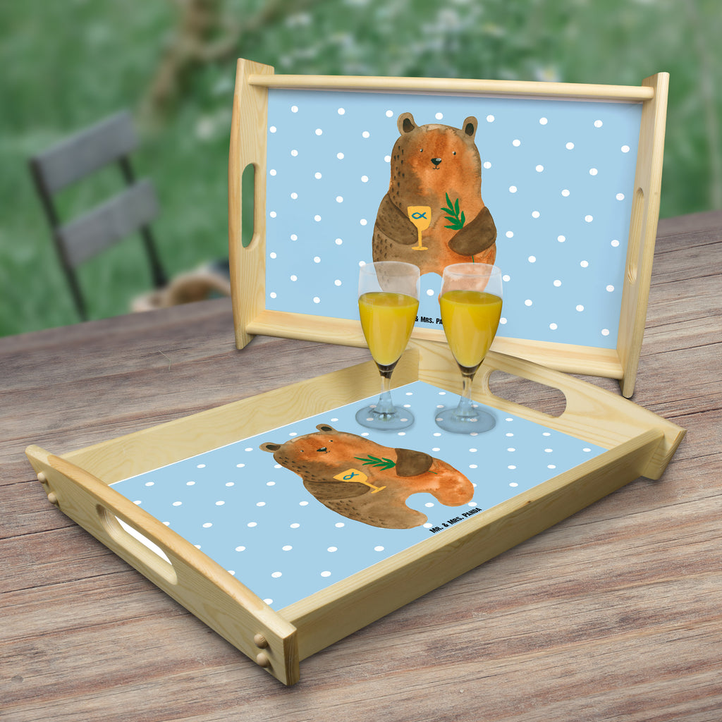 Serviertablett Konfirmation-Bär Tablett, Holztablett, Küchentablett, Dekotablett, Frühstückstablett, Bär, Teddy, Teddybär, Konfirmation, Kirche, evangelisch, Gottesdienst