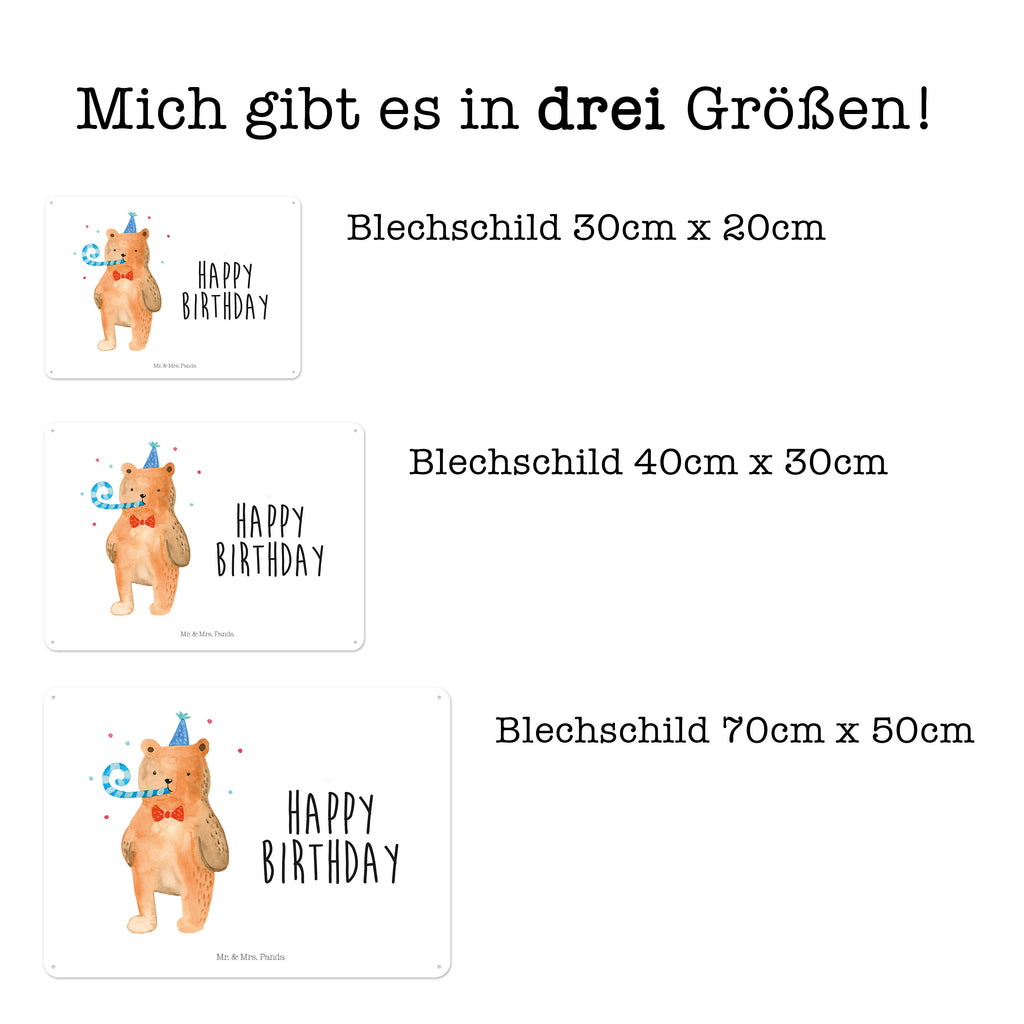 Blechschild Birthday Bär Happy Birthday, Alles Gute, Glückwunsch, Geburtstag,  Blechschild, Metallschild, Geschenk Schild, Schild, Magnet-Metall-Schild, Deko Schild, Wandschild, Wand-Dekoration, Türschild, Wandschild, Metallschild  Bär, Teddy, Teddybär