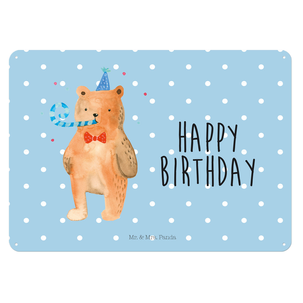 Blechschild Birthday Bär Happy Birthday, Alles Gute, Glückwunsch, Geburtstag,  Blechschild, Metallschild, Geschenk Schild, Schild, Magnet-Metall-Schild, Deko Schild, Wandschild, Wand-Dekoration, Türschild, Wandschild, Metallschild  Bär, Teddy, Teddybär