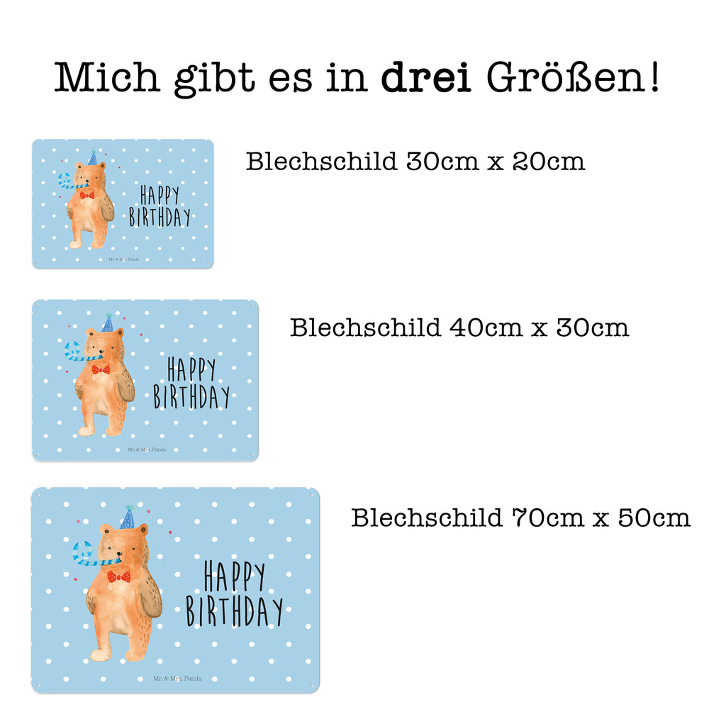 Blechschild Birthday Bär Happy Birthday, Alles Gute, Glückwunsch, Geburtstag,  Blechschild, Metallschild, Geschenk Schild, Schild, Magnet-Metall-Schild, Deko Schild, Wandschild, Wand-Dekoration, Türschild, Wandschild, Metallschild  Bär, Teddy, Teddybär