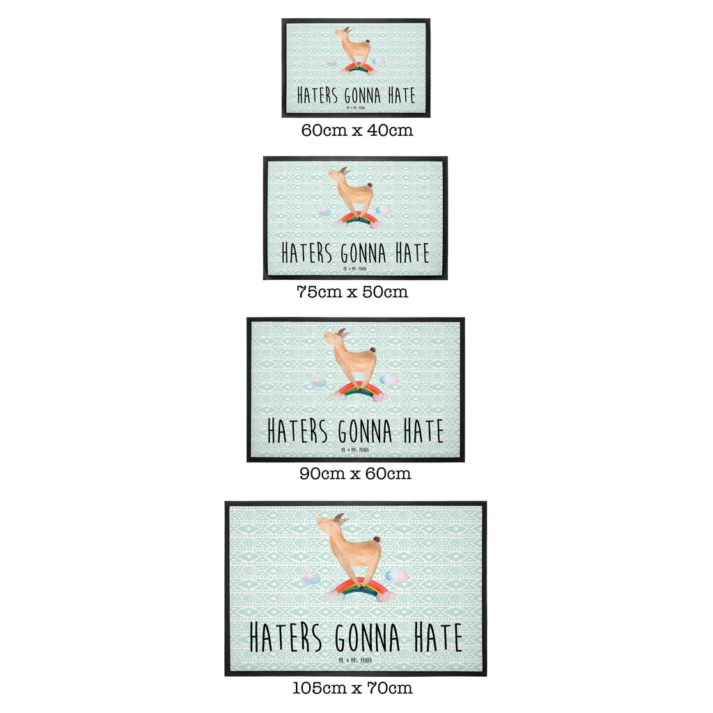 Fußmatte Lama Regenbogen Lama, Lamas, Regenbogen, Haters gonna hate, Haters, Selbstständig, Außenseiter, Schule, Abi, Hobby, Wolkenland, Freiheit	 Türvorleger, Schmutzmatte, Fußabtreter, Matte, Schmutzfänger, Fußabstreifer, Schmutzfangmatte, Türmatte, Motivfußmatte,  Haustürmatte, Vorleger  Lama, Alpaka