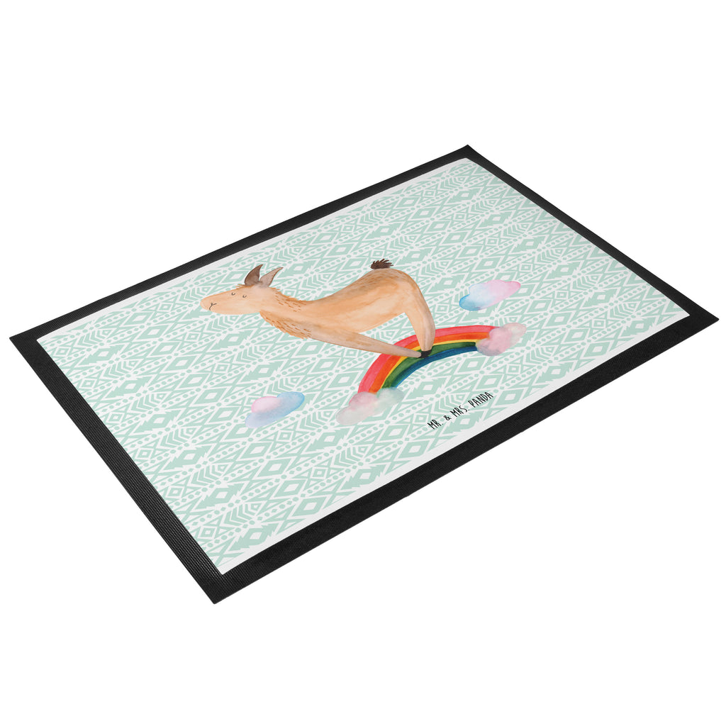 Fußmatte Lama Regenbogen Lama, Lamas, Regenbogen, Haters gonna hate, Haters, Selbstständig, Außenseiter, Schule, Abi, Hobby, Wolkenland, Freiheit	 Türvorleger, Schmutzmatte, Fußabtreter, Matte, Schmutzfänger, Fußabstreifer, Schmutzfangmatte, Türmatte, Motivfußmatte,  Haustürmatte, Vorleger  Lama, Alpaka