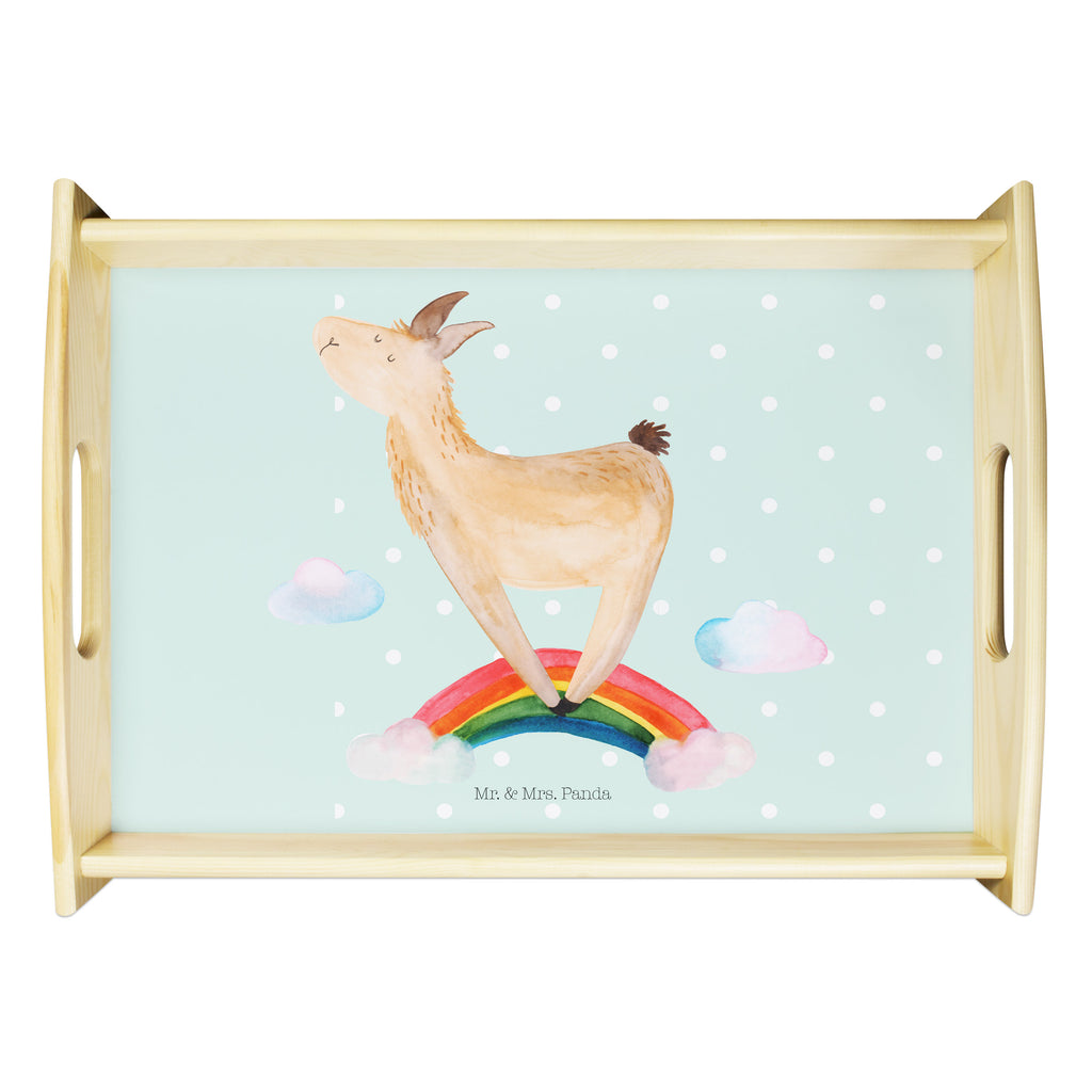 Serviertablett Lama Regenbogen Tablett, Holztablett, Küchentablett, Dekotablett, Frühstückstablett, Lama, Alpaka, Lamas, Regenbogen, Haters gonna hate, Haters, Selbstständig, Außenseiter, Schule, Abi, Hobby, Wolkenland, Freiheit