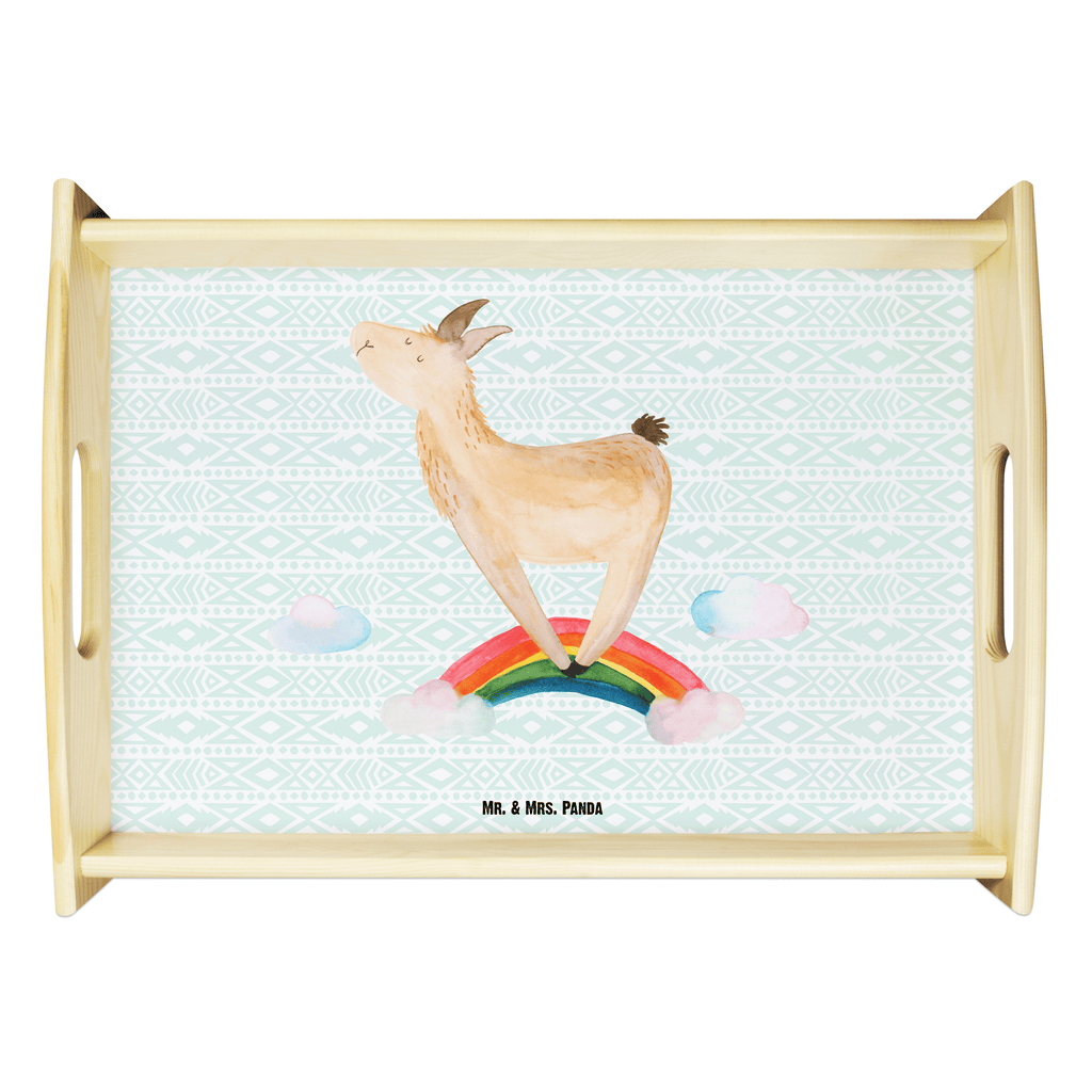 Serviertablett Lama Regenbogen Tablett, Holztablett, Küchentablett, Dekotablett, Frühstückstablett, Lama, Alpaka, Lamas, Regenbogen, Haters gonna hate, Haters, Selbstständig, Außenseiter, Schule, Abi, Hobby, Wolkenland, Freiheit