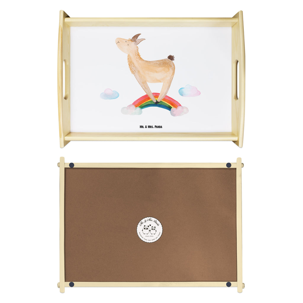 Serviertablett Lama Regenbogen Tablett, Holztablett, Küchentablett, Dekotablett, Frühstückstablett, Lama, Alpaka, Lamas, Regenbogen, Haters gonna hate, Haters, Selbstständig, Außenseiter, Schule, Abi, Hobby, Wolkenland, Freiheit