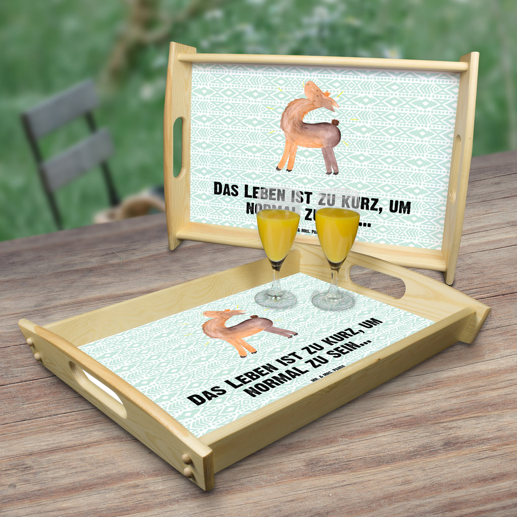 Serviertablett Lama stolz Tablett, Holztablett, Küchentablett, Dekotablett, Frühstückstablett, Lama, Alpaka, Lamas, Außenseiter, Anders, Neustart, stolz, Hippie, Freundin, Freundinnen, beste Freundin, Kumpel, Familie, Family