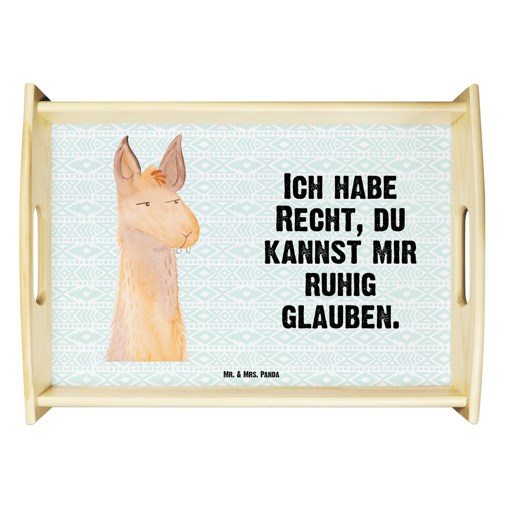 Serviertablett Lamakopf genervt Tablett, Holztablett, Küchentablett, Dekotablett, Frühstückstablett, Lama, Alpaka, Lamas, Recht haben, genervt sein, Freundin, beste Freundin, Partnerin, Büro, Büroalltag, Chef, Chefin, Azubi