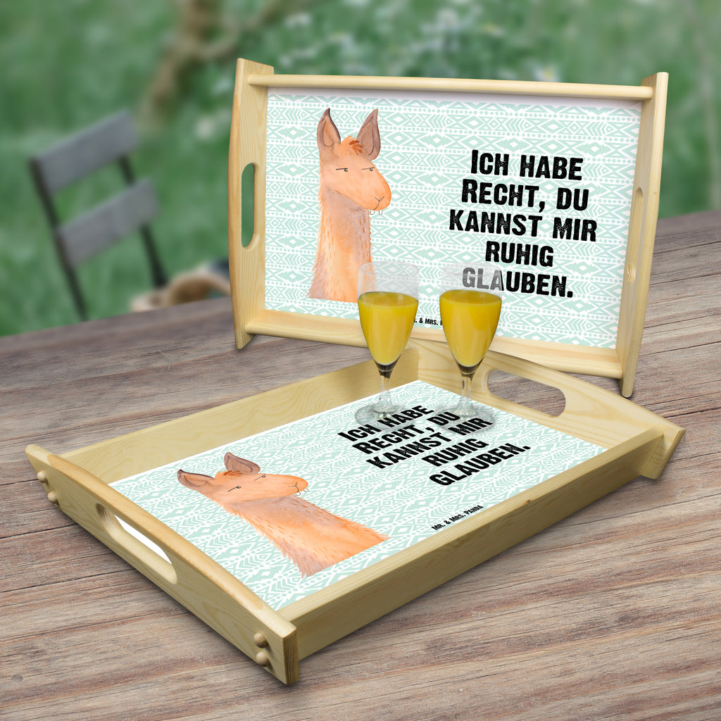 Serviertablett Lamakopf genervt Tablett, Holztablett, Küchentablett, Dekotablett, Frühstückstablett, Lama, Alpaka, Lamas, Recht haben, genervt sein, Freundin, beste Freundin, Partnerin, Büro, Büroalltag, Chef, Chefin, Azubi