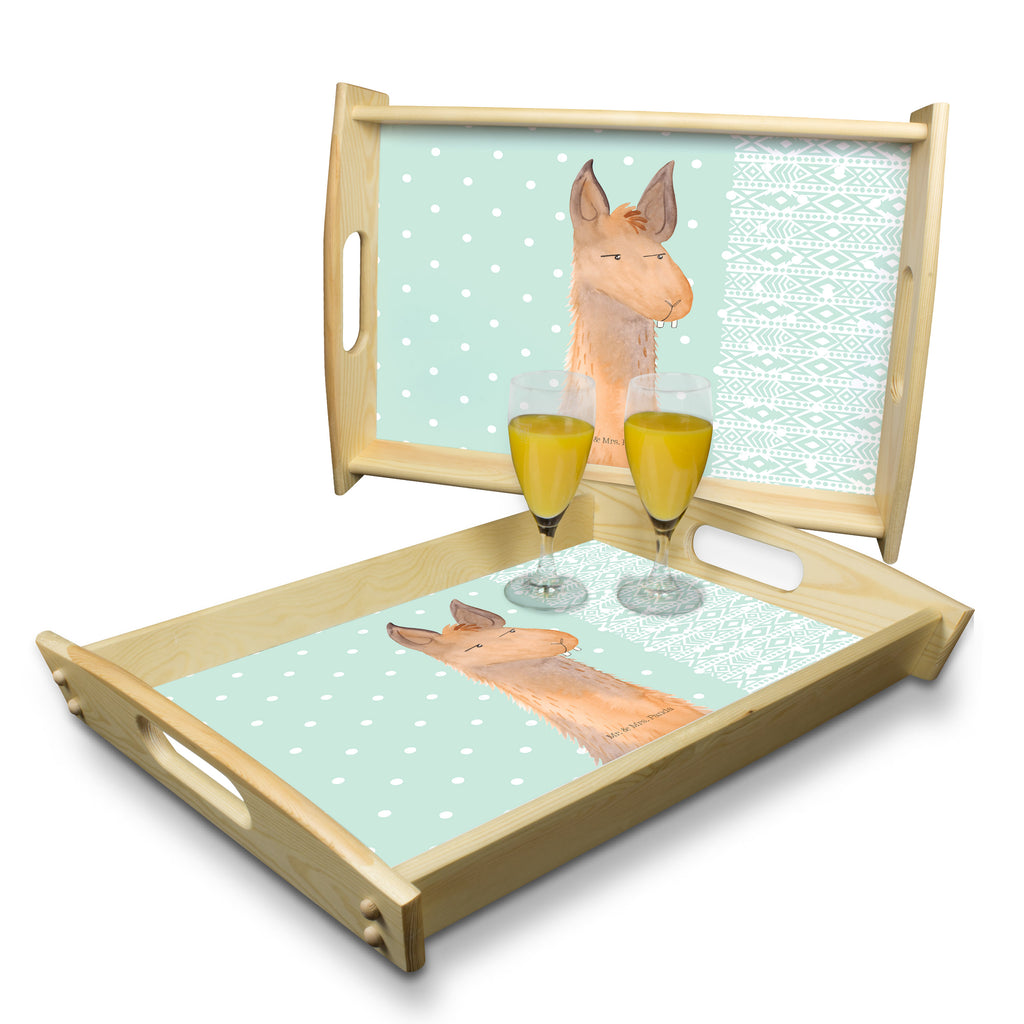Serviertablett Lamakopf genervt Tablett, Holztablett, Küchentablett, Dekotablett, Frühstückstablett, Lama, Alpaka, Lamas, Recht haben, genervt sein, Freundin, beste Freundin, Partnerin, Büro, Büroalltag, Chef, Chefin, Azubi