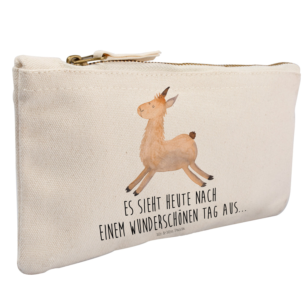 Schminktasche Lama springend Schminktasche, Kosmetiktasche, Kosmetikbeutel, Stiftemäppchen, Etui, Federmappe, Makeup, XXL, Schminketui, Kosmetiketui, Schlamperetui, Lama, Alpaka, Lamas, Lieblingstag, Happy day, fröhlich, Glück, Freundin, Liebeskummer, Neustart, guten Morgen, Start, Prüfung, Abitur