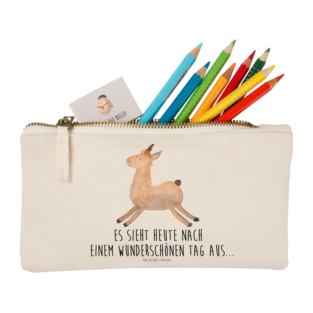 Schminktasche Lama springend Schminktasche, Kosmetiktasche, Kosmetikbeutel, Stiftemäppchen, Etui, Federmappe, Makeup, XXL, Schminketui, Kosmetiketui, Schlamperetui, Lama, Alpaka, Lamas, Lieblingstag, Happy day, fröhlich, Glück, Freundin, Liebeskummer, Neustart, guten Morgen, Start, Prüfung, Abitur