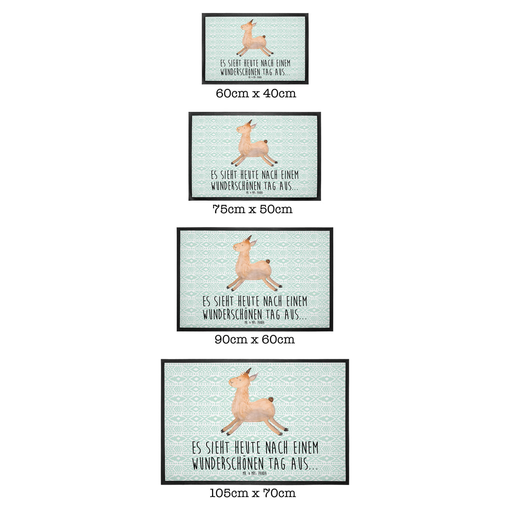 Fußmatte Lama springend Lama, Lamas, Lieblingstag, Happy day, fröhlich, Glück, Freundin, Liebeskummer, Neustart, guten Morgen, Start, Prüfung, Abitur, Türvorleger, Schmutzmatte, Fußabtreter, Matte, Schmutzfänger, Fußabstreifer, Schmutzfangmatte, Türmatte, Motivfußmatte,  Haustürmatte, Vorleger  Lama, Alpaka