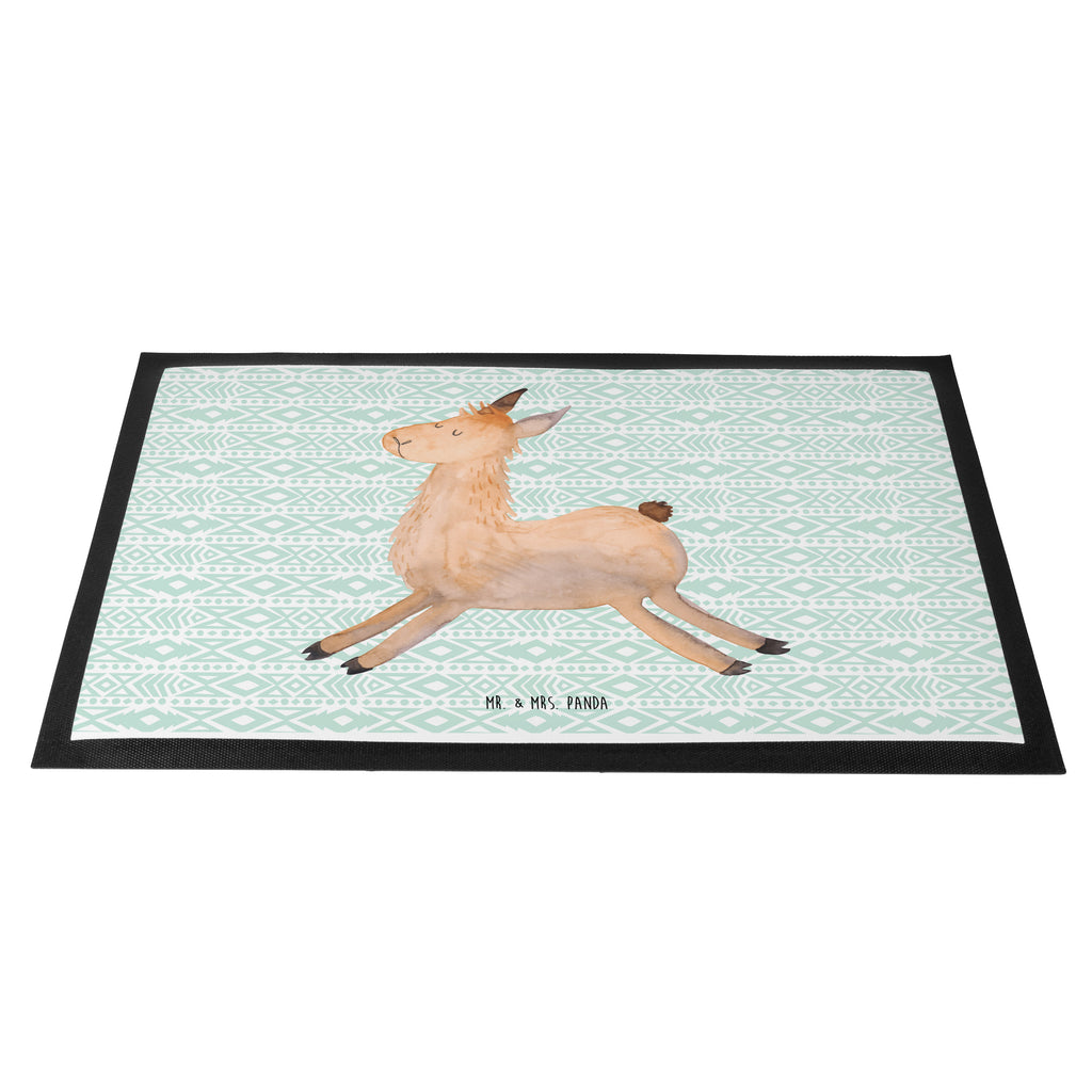 Fußmatte Lama springend Lama, Lamas, Lieblingstag, Happy day, fröhlich, Glück, Freundin, Liebeskummer, Neustart, guten Morgen, Start, Prüfung, Abitur, Türvorleger, Schmutzmatte, Fußabtreter, Matte, Schmutzfänger, Fußabstreifer, Schmutzfangmatte, Türmatte, Motivfußmatte,  Haustürmatte, Vorleger  Lama, Alpaka