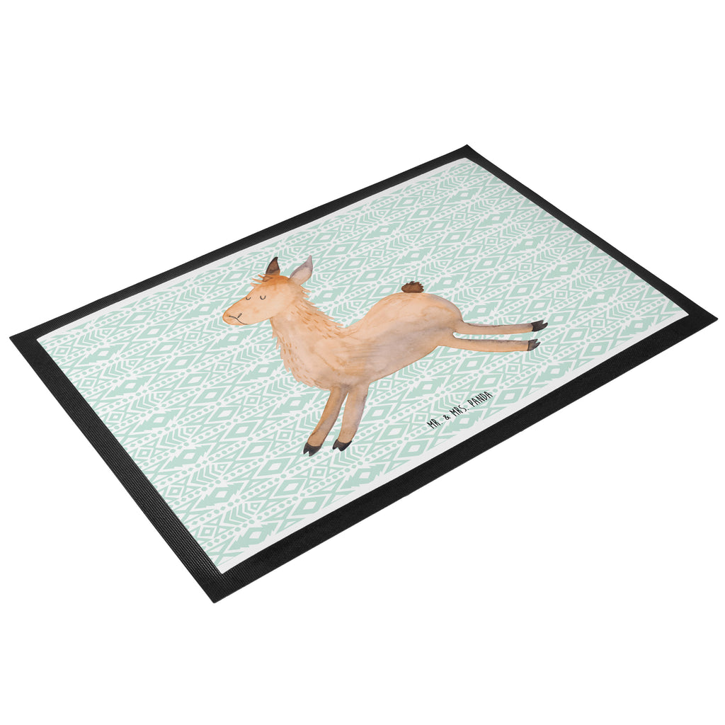 Fußmatte Lama springend Lama, Lamas, Lieblingstag, Happy day, fröhlich, Glück, Freundin, Liebeskummer, Neustart, guten Morgen, Start, Prüfung, Abitur, Türvorleger, Schmutzmatte, Fußabtreter, Matte, Schmutzfänger, Fußabstreifer, Schmutzfangmatte, Türmatte, Motivfußmatte,  Haustürmatte, Vorleger  Lama, Alpaka