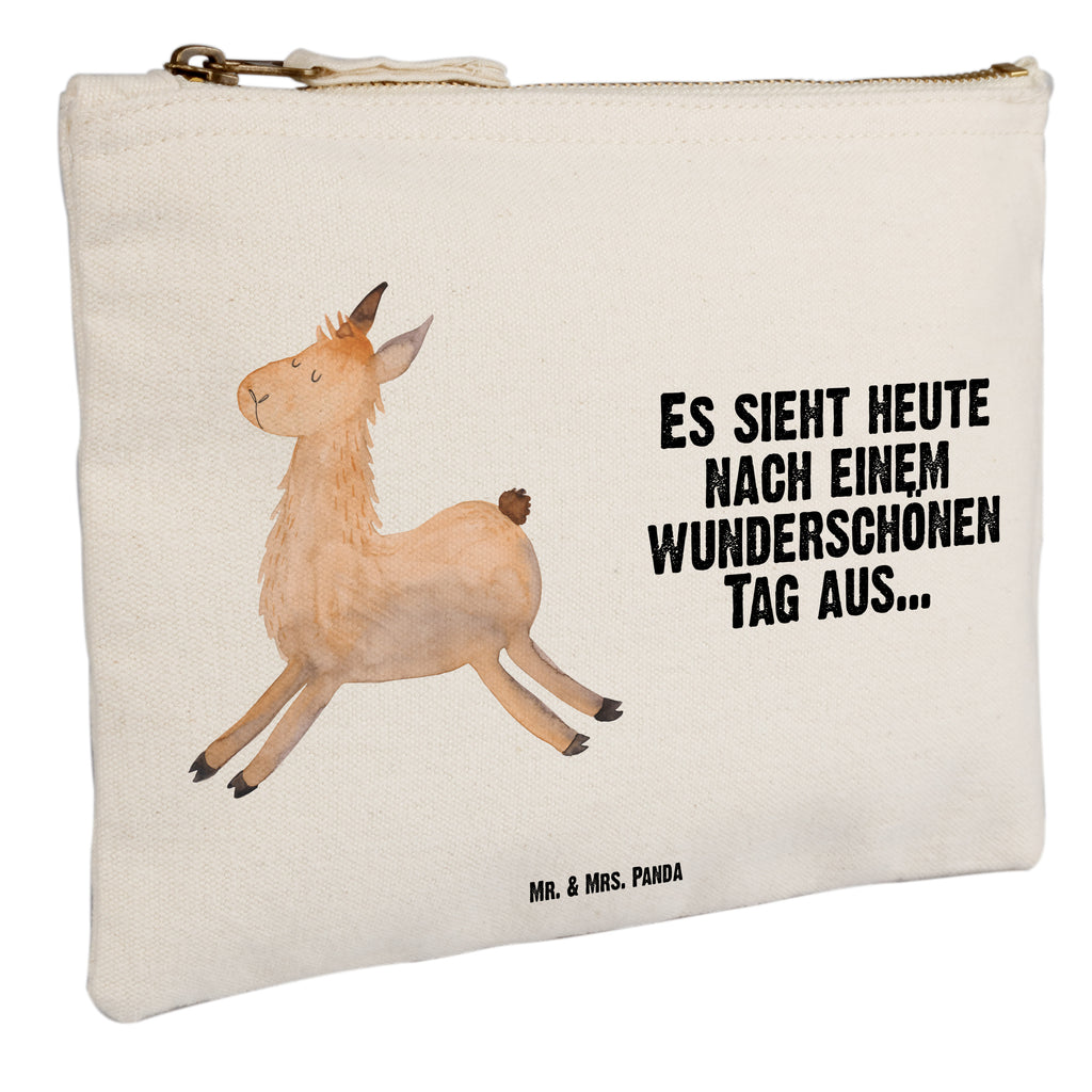 Schminktasche Lama springend Schminktasche, Kosmetiktasche, Kosmetikbeutel, Stiftemäppchen, Etui, Federmappe, Makeup, XXL, Schminketui, Kosmetiketui, Schlamperetui, Lama, Alpaka, Lamas, Lieblingstag, Happy day, fröhlich, Glück, Freundin, Liebeskummer, Neustart, guten Morgen, Start, Prüfung, Abitur
