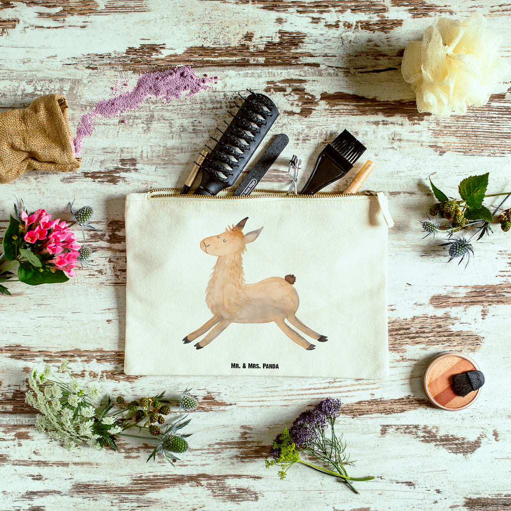 Schminktasche Lama springend Schminktasche, Kosmetiktasche, Kosmetikbeutel, Stiftemäppchen, Etui, Federmappe, Makeup, XXL, Schminketui, Kosmetiketui, Schlamperetui, Lama, Alpaka, Lamas, Lieblingstag, Happy day, fröhlich, Glück, Freundin, Liebeskummer, Neustart, guten Morgen, Start, Prüfung, Abitur