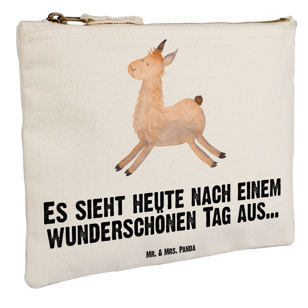 Schminktasche Lama springend Schminktasche, Kosmetiktasche, Kosmetikbeutel, Stiftemäppchen, Etui, Federmappe, Makeup, XXL, Schminketui, Kosmetiketui, Schlamperetui, Lama, Alpaka, Lamas, Lieblingstag, Happy day, fröhlich, Glück, Freundin, Liebeskummer, Neustart, guten Morgen, Start, Prüfung, Abitur