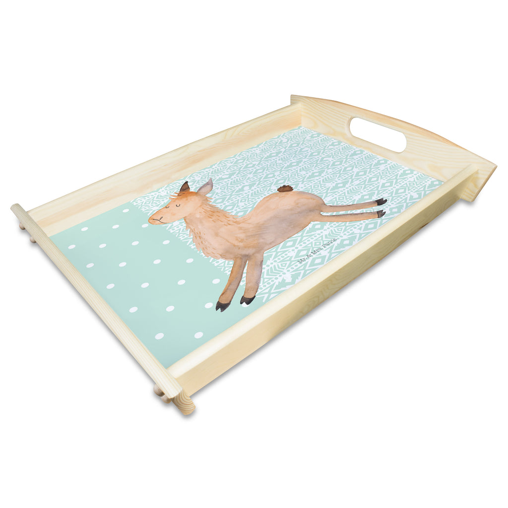Serviertablett Lama springend Tablett, Holztablett, Küchentablett, Dekotablett, Frühstückstablett, Lama, Alpaka, Lamas, Lieblingstag, Happy day, fröhlich, Glück, Freundin, Liebeskummer, Neustart, guten Morgen, Start, Prüfung, Abitur