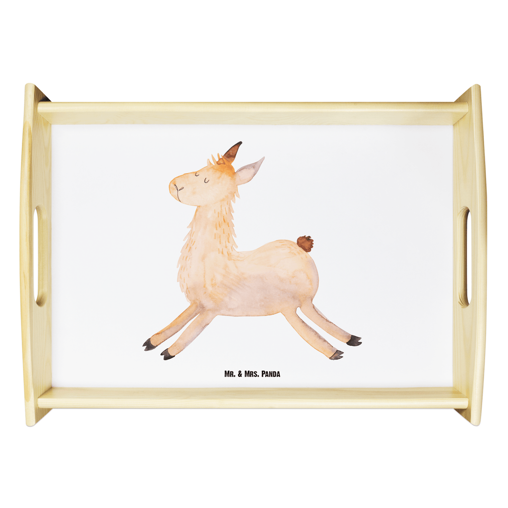 Serviertablett Lama springend Tablett, Holztablett, Küchentablett, Dekotablett, Frühstückstablett, Lama, Alpaka, Lamas, Lieblingstag, Happy day, fröhlich, Glück, Freundin, Liebeskummer, Neustart, guten Morgen, Start, Prüfung, Abitur