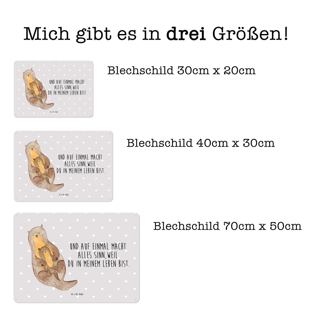 Blechschild Otter mit Kind Blechschild, Metallschild, Geschenk Schild, Schild, Magnet-Metall-Schild, Deko Schild, Wandschild, Wand-Dekoration, Türschild, Otter, Fischotter, Seeotter, Otter Seeotter See Otter