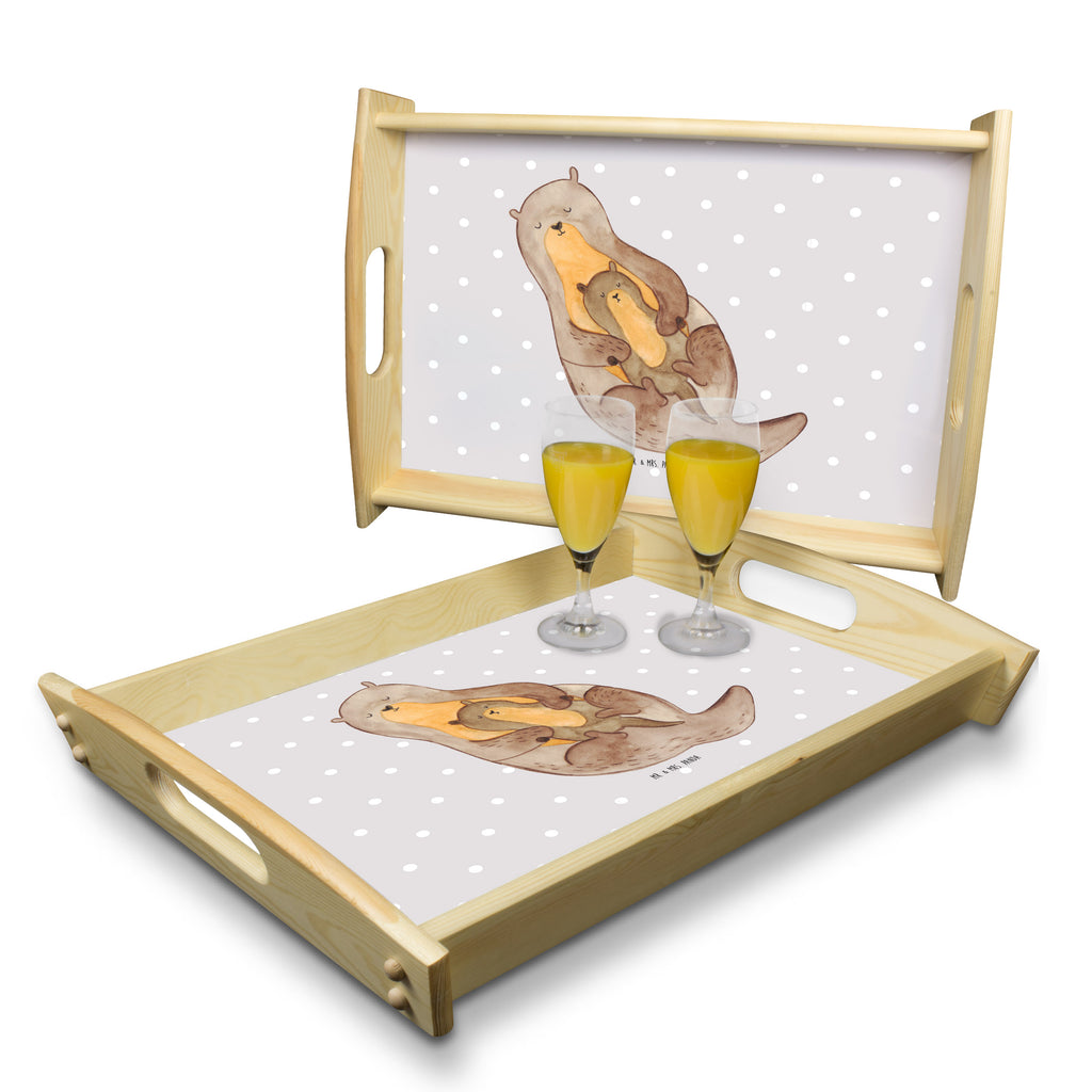 Serviertablett Otter mit Kind Tablett, Holztablett, Küchentablett, Dekotablett, Frühstückstablett, Otter, Fischotter, Seeotter, Otter Seeotter See Otter