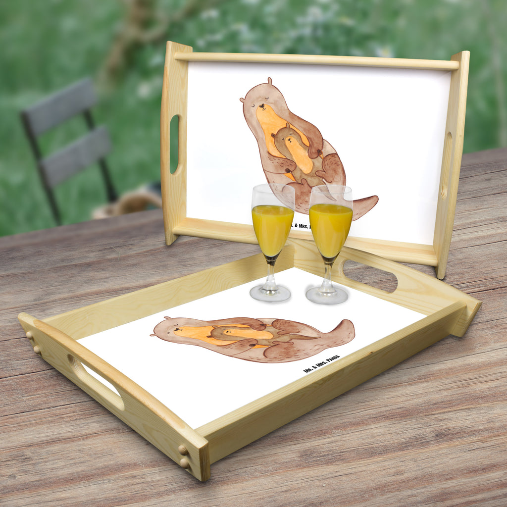 Serviertablett Otter mit Kind Tablett, Holztablett, Küchentablett, Dekotablett, Frühstückstablett, Otter, Fischotter, Seeotter, Otter Seeotter See Otter