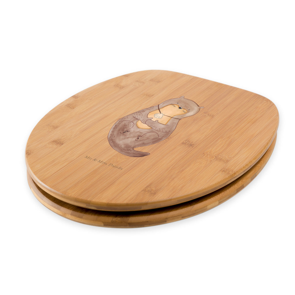 Motiv WC Sitz Otter mit Muschelmedaillon Klobrille, Klodeckel, Toilettendeckel, WC-Sitz, Toilette, Otter, Fischotter, Seeotter, Otterliebe, grübeln, träumen, Motivation, Tagträumen, Büro