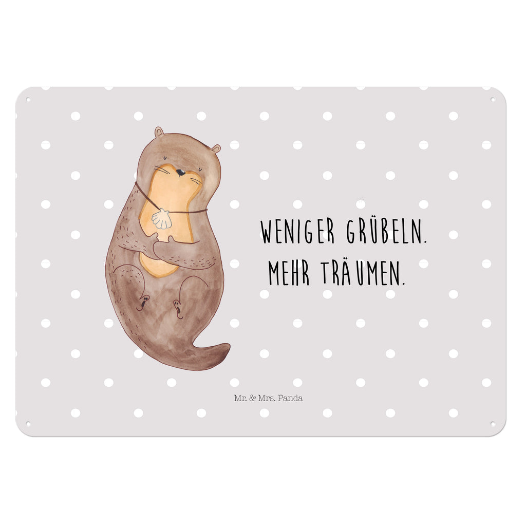 Blechschild Otter mit Muschelmedaillon Otter, Otterliebe, Seeotter, grübeln, träumen, Motivation, Tagträumen, Büro	 Blechschild, Metallschild, Geschenk Schild, Schild, Magnet-Metall-Schild, Deko Schild, Wandschild, Wand-Dekoration, Türschild, Wandschild, Metallschild  Otter,  Fischotter,  Seeotter