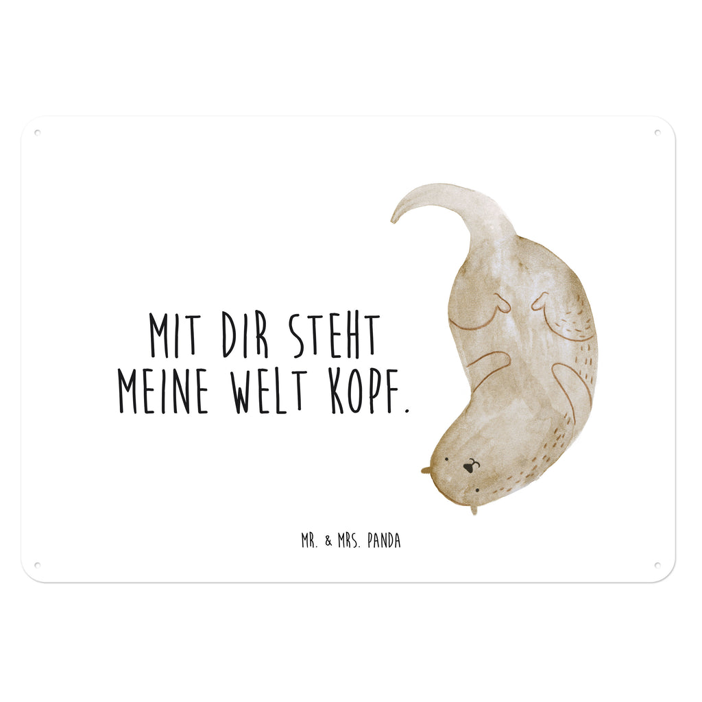Blechschild Otter kopfüber Otter Seeotter See Otter Blechschild, Metallschild, Geschenk Schild, Schild, Magnet-Metall-Schild, Deko Schild, Wandschild, Wand-Dekoration, Türschild, Wandschild, Metallschild  Otter,  Fischotter,  Seeotter