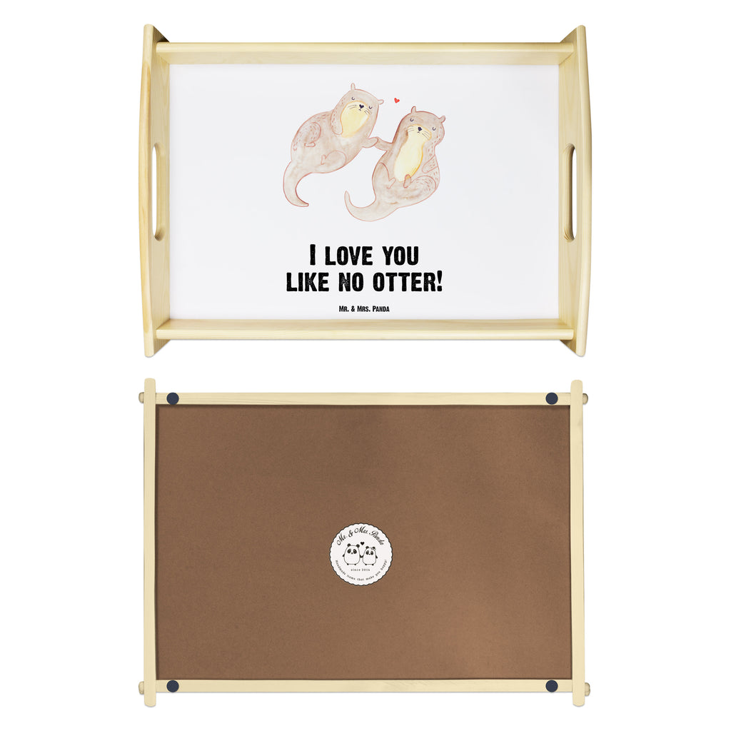 Serviertablett Otter händchenhaltend Tablett, Holztablett, Küchentablett, Dekotablett, Frühstückstablett, Otter, Fischotter, Seeotter, Otter Seeotter See Otter