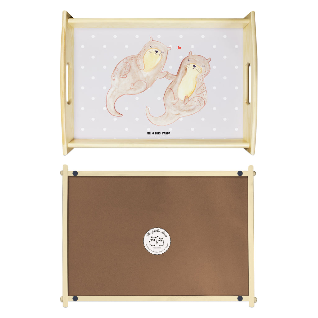 Serviertablett Otter händchenhaltend Tablett, Holztablett, Küchentablett, Dekotablett, Frühstückstablett, Otter, Fischotter, Seeotter, Otter Seeotter See Otter