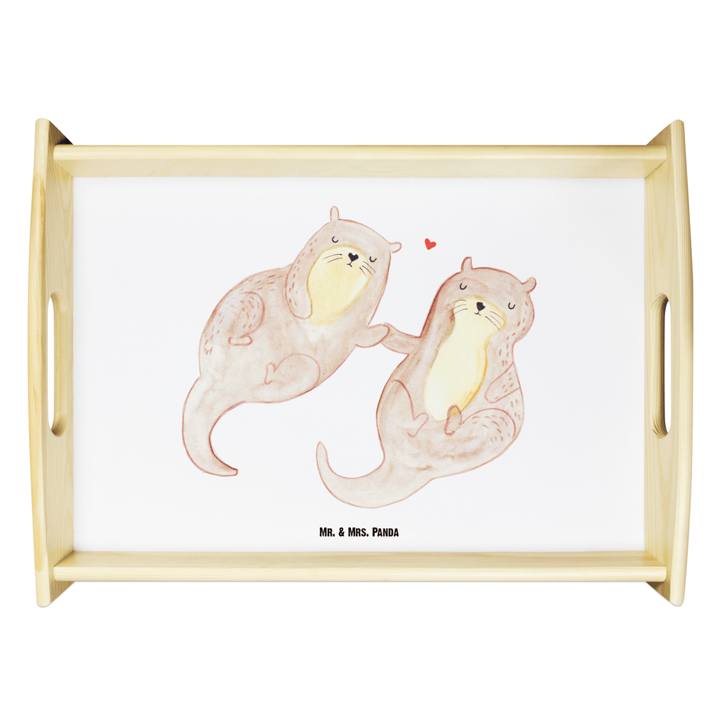 Serviertablett Otter händchenhaltend Tablett, Holztablett, Küchentablett, Dekotablett, Frühstückstablett, Otter, Fischotter, Seeotter, Otter Seeotter See Otter