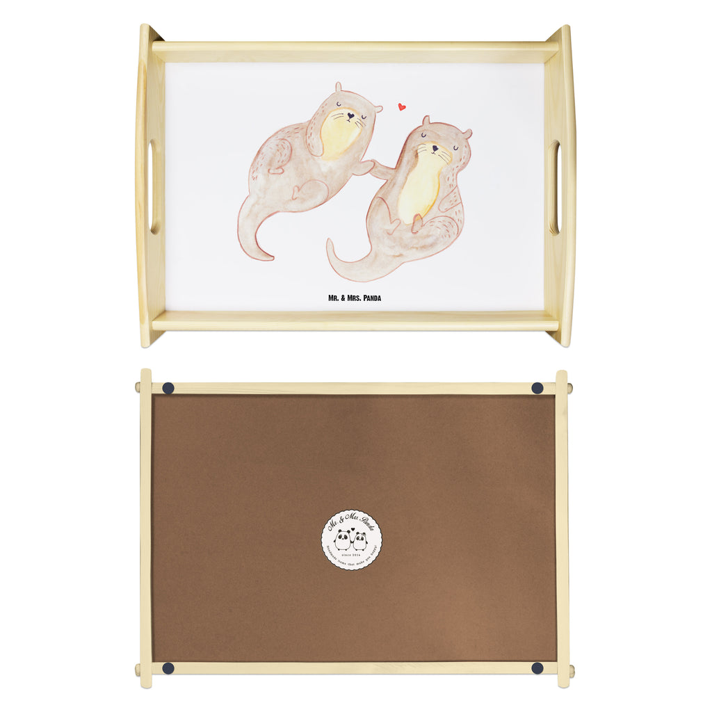 Serviertablett Otter händchenhaltend Tablett, Holztablett, Küchentablett, Dekotablett, Frühstückstablett, Otter, Fischotter, Seeotter, Otter Seeotter See Otter