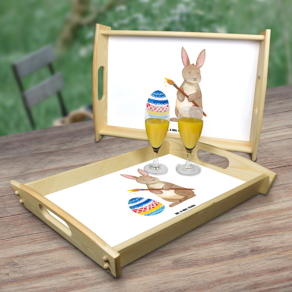 Serviertablett Hase Eiermalen Tablett, Holztablett, Küchentablett, Dekotablett, Frühstückstablett, Ostern, Osterhase, Ostergeschenke, Osternest, Osterdeko, Geschenk zu Ostern, Frohe Ostern, Ostergrüße, Osterblume, Osterei, bemalte Ostereier, Hase, Kaninchen, Eiermalen