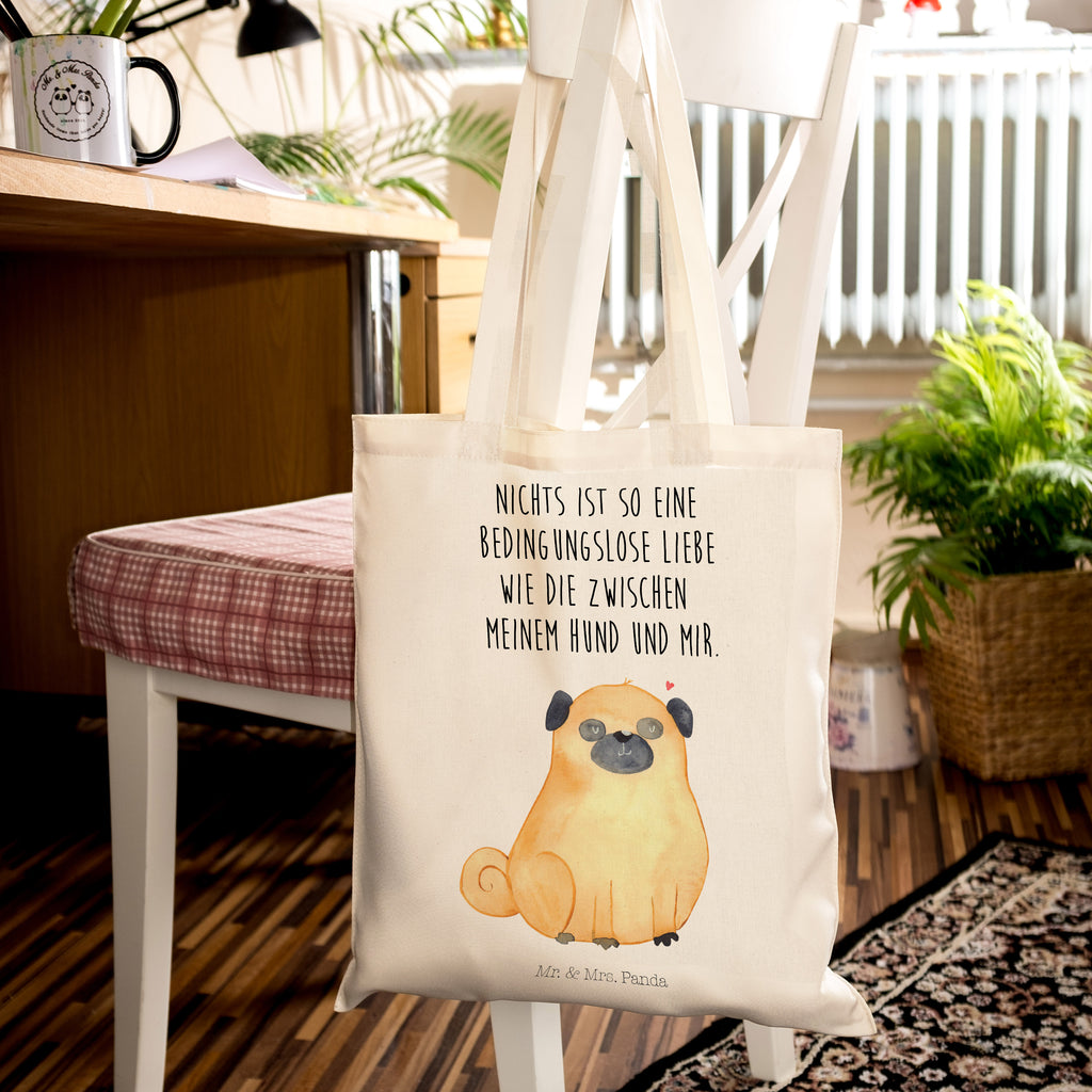 Tragetasche Mops Beuteltasche, Beutel, Einkaufstasche, Jutebeutel, Stoffbeutel, Hund, Hundemotiv, Haustier, Hunderasse, Tierliebhaber, Hundebesitzer, Sprüche, Mops, Liebe, Hundeliebe