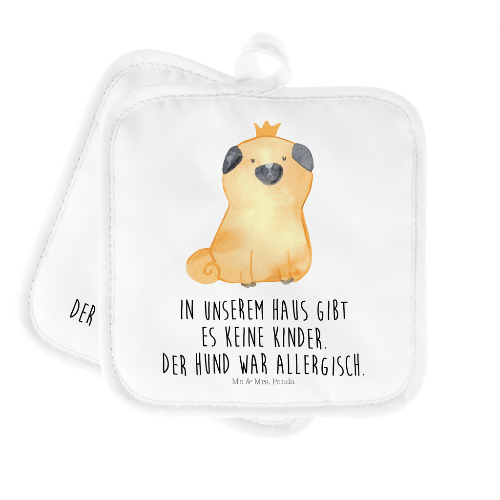 2er Set Topflappen  Mops Krone Topflappen, Topfuntersetzer, Ofenhandschuh, Topflappen Set, Topflappen lustig, Topflappen mit Spruch, Hund, Hundemotiv, Haustier, Hunderasse, Tierliebhaber, Hundebesitzer, Sprüche, Mops, allergisch, kinderlos, Hausregel, Hundebesitzer. Spruch, lustig