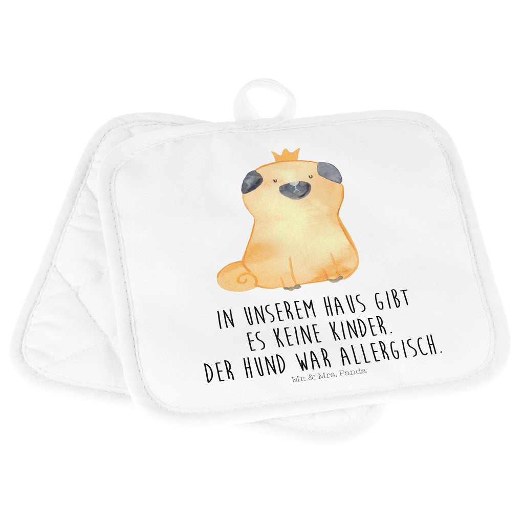 2er Set Topflappen  Mops Krone Topflappen, Topfuntersetzer, Ofenhandschuh, Topflappen Set, Topflappen lustig, Topflappen mit Spruch, Hund, Hundemotiv, Haustier, Hunderasse, Tierliebhaber, Hundebesitzer, Sprüche, Mops, allergisch, kinderlos, Hausregel, Hundebesitzer. Spruch, lustig
