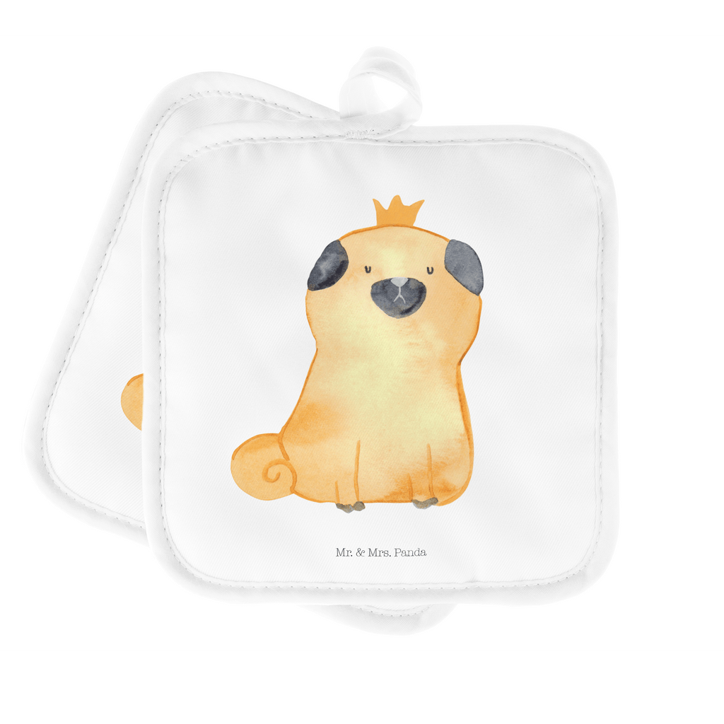 2er Set Topflappen  Mops Krone Topflappen, Topfuntersetzer, Ofenhandschuh, Topflappen Set, Topflappen lustig, Topflappen mit Spruch, Hund, Hundemotiv, Haustier, Hunderasse, Tierliebhaber, Hundebesitzer, Sprüche, Mops, allergisch, kinderlos, Hausregel, Hundebesitzer. Spruch, lustig