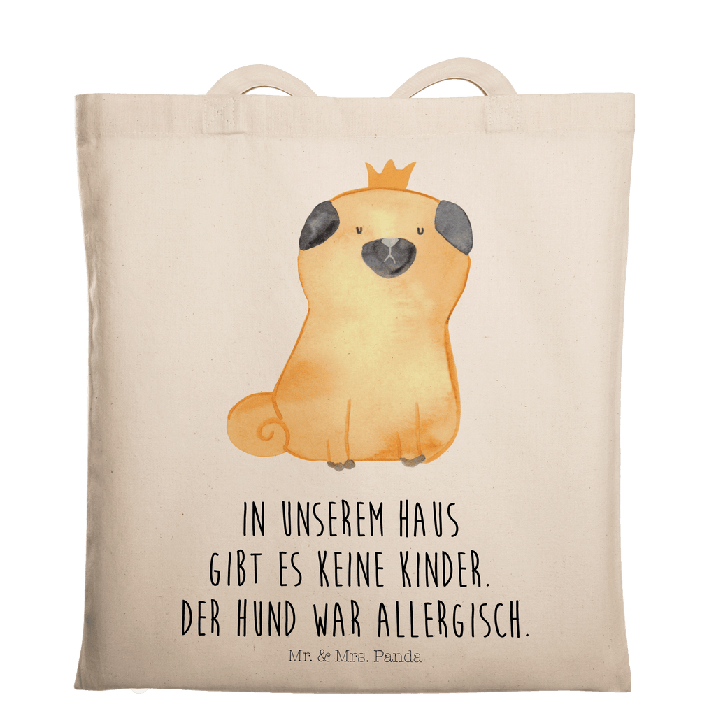 Tragetasche Mops Krone Beuteltasche, Beutel, Einkaufstasche, Jutebeutel, Stoffbeutel, Hund, Hundemotiv, Haustier, Hunderasse, Tierliebhaber, Hundebesitzer, Sprüche, Mops, allergisch, kinderlos, Hausregel, Hundebesitzer. Spruch, lustig