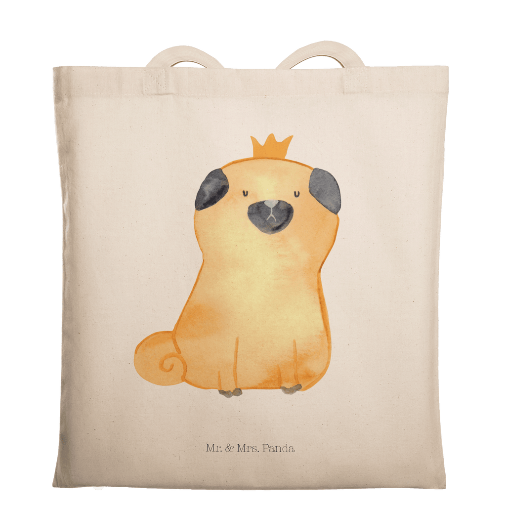 Tragetasche Mops Krone Beuteltasche, Beutel, Einkaufstasche, Jutebeutel, Stoffbeutel, Hund, Hundemotiv, Haustier, Hunderasse, Tierliebhaber, Hundebesitzer, Sprüche, Mops, allergisch, kinderlos, Hausregel, Hundebesitzer. Spruch, lustig