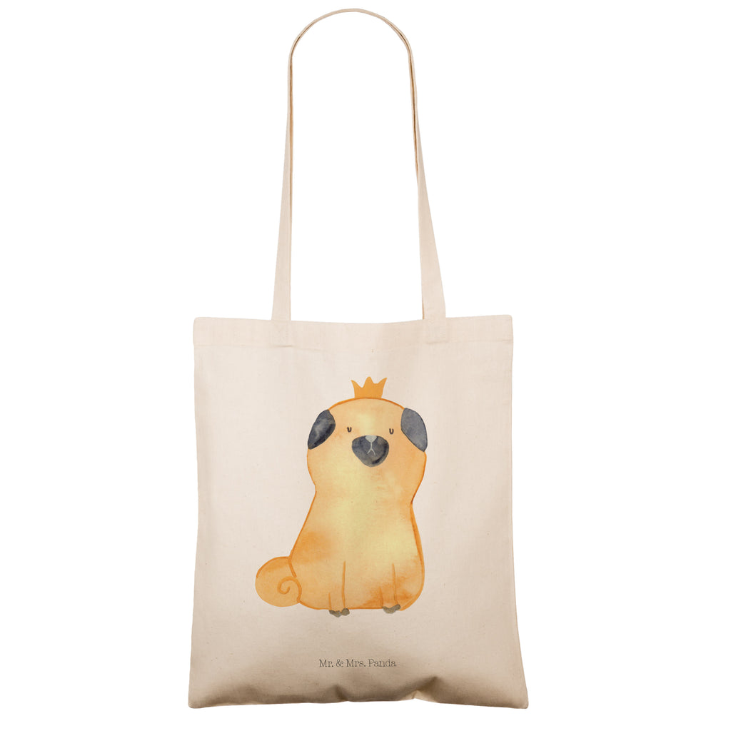 Tragetasche Mops Krone Beuteltasche, Beutel, Einkaufstasche, Jutebeutel, Stoffbeutel, Hund, Hundemotiv, Haustier, Hunderasse, Tierliebhaber, Hundebesitzer, Sprüche, Mops, allergisch, kinderlos, Hausregel, Hundebesitzer. Spruch, lustig