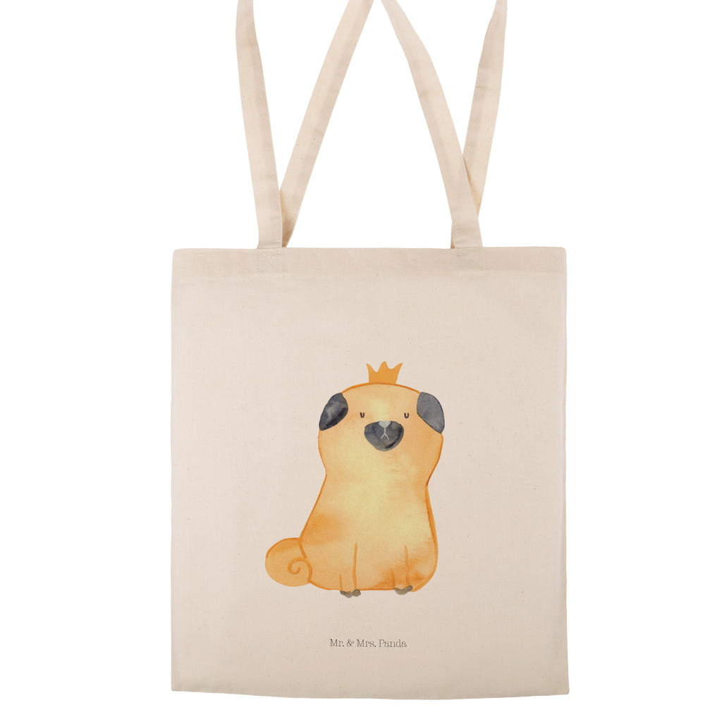 Tragetasche Mops Krone Beuteltasche, Beutel, Einkaufstasche, Jutebeutel, Stoffbeutel, Hund, Hundemotiv, Haustier, Hunderasse, Tierliebhaber, Hundebesitzer, Sprüche, Mops, allergisch, kinderlos, Hausregel, Hundebesitzer. Spruch, lustig