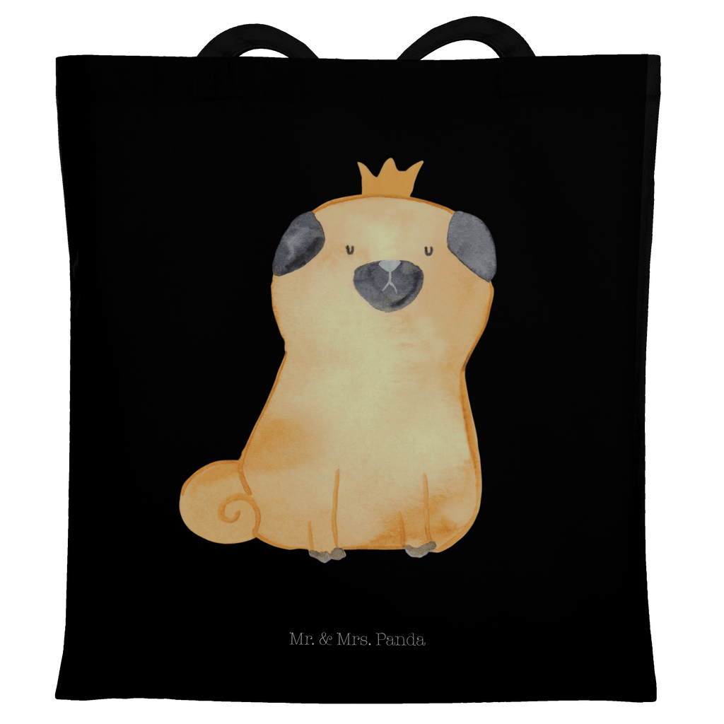 Tragetasche Mops Krone Beuteltasche, Beutel, Einkaufstasche, Jutebeutel, Stoffbeutel, Hund, Hundemotiv, Haustier, Hunderasse, Tierliebhaber, Hundebesitzer, Sprüche, Mops, allergisch, kinderlos, Hausregel, Hundebesitzer. Spruch, lustig