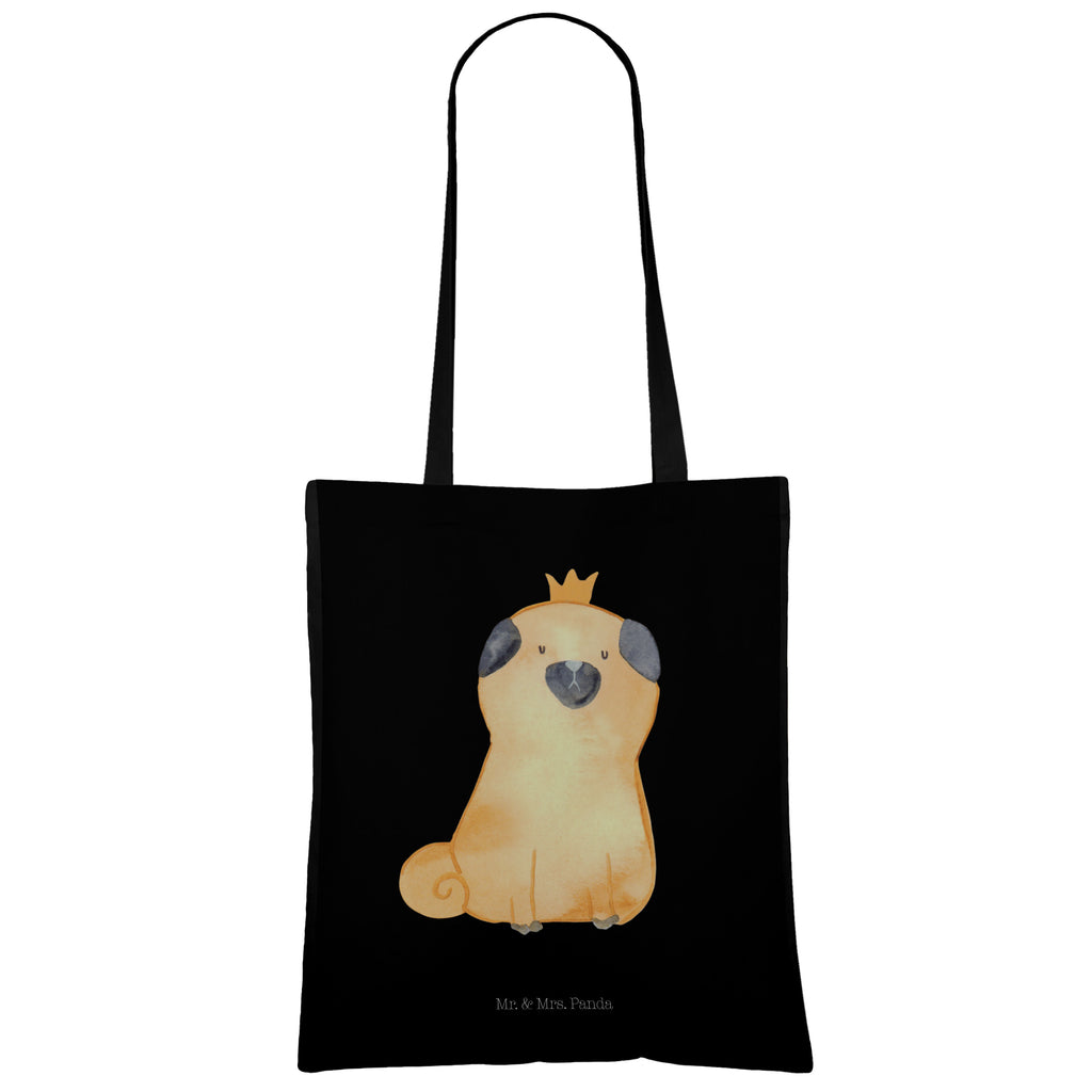 Tragetasche Mops Krone Beuteltasche, Beutel, Einkaufstasche, Jutebeutel, Stoffbeutel, Hund, Hundemotiv, Haustier, Hunderasse, Tierliebhaber, Hundebesitzer, Sprüche, Mops, allergisch, kinderlos, Hausregel, Hundebesitzer. Spruch, lustig