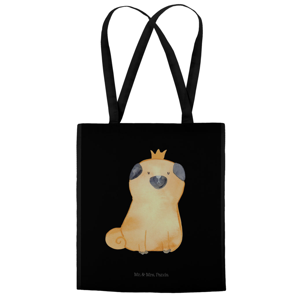 Tragetasche Mops Krone Beuteltasche, Beutel, Einkaufstasche, Jutebeutel, Stoffbeutel, Hund, Hundemotiv, Haustier, Hunderasse, Tierliebhaber, Hundebesitzer, Sprüche, Mops, allergisch, kinderlos, Hausregel, Hundebesitzer. Spruch, lustig