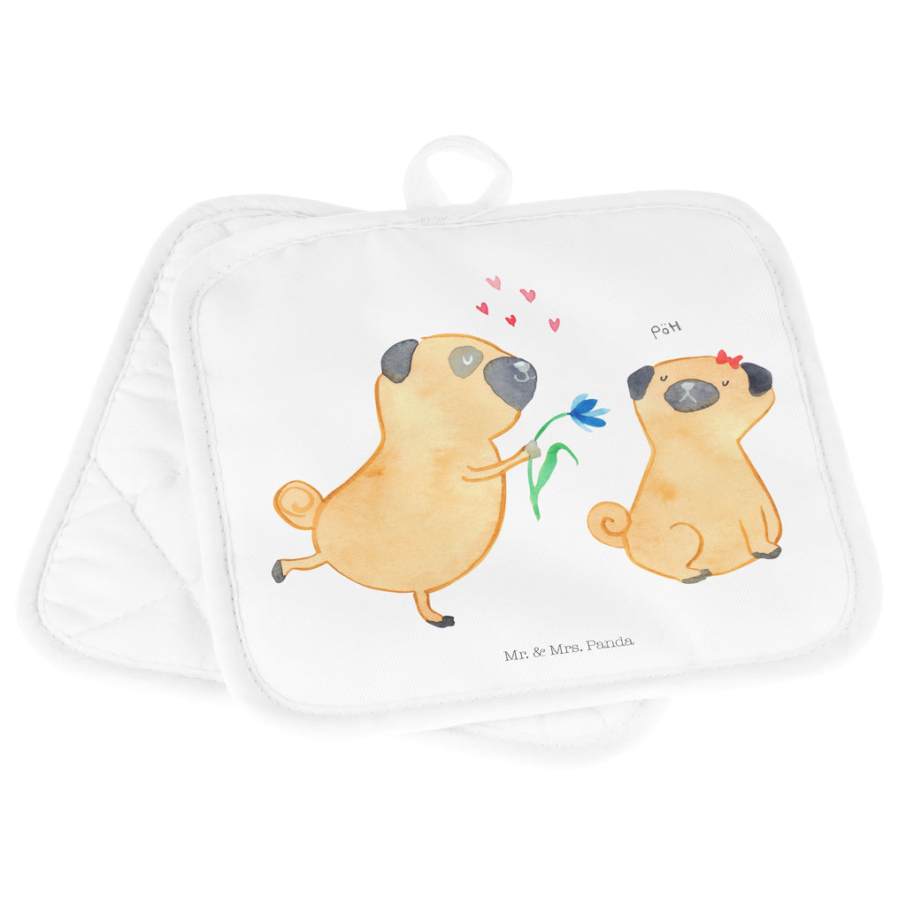 2er Set Topflappen  Mops verliebt Topflappen, Topfuntersetzer, Ofenhandschuh, Topflappen Set, Topflappen lustig, Topflappen mit Spruch, Hund, Hundemotiv, Haustier, Hunderasse, Tierliebhaber, Hundebesitzer, Sprüche, Mops, Möpse, Hundeliebe, verliebt, Liebe, Liebesspruch. Verlobt, Geschenk Freund, Partner